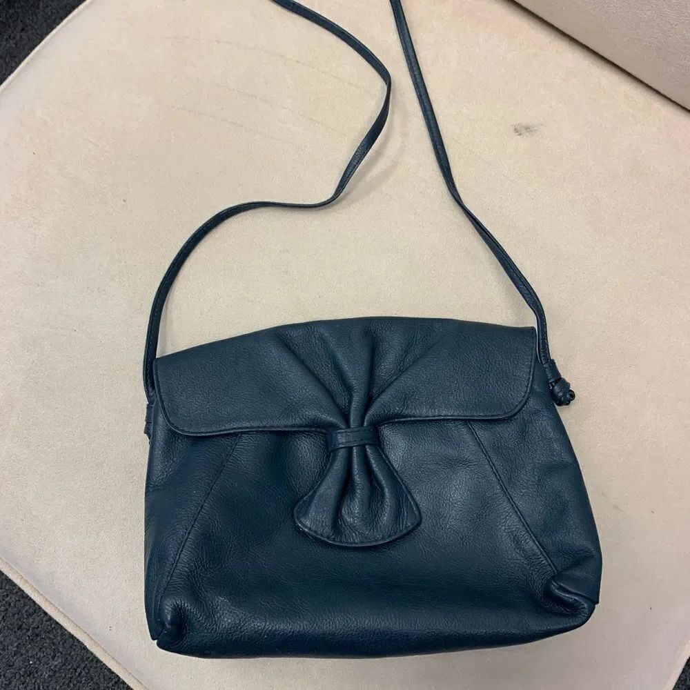 Vintage Blue Leather Shoulder Bag